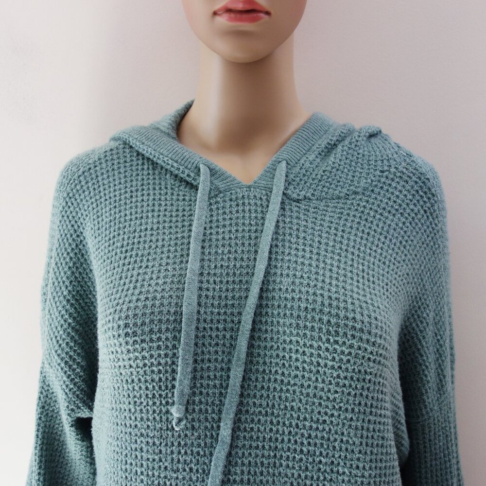 Aerie Waffle Knit Hoodie Sweater Overcast Green Oversized (XS) NWOT! - Picture 2 of 12